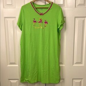 Beach Babes Nightgown with Flamingo Design Sz XL
